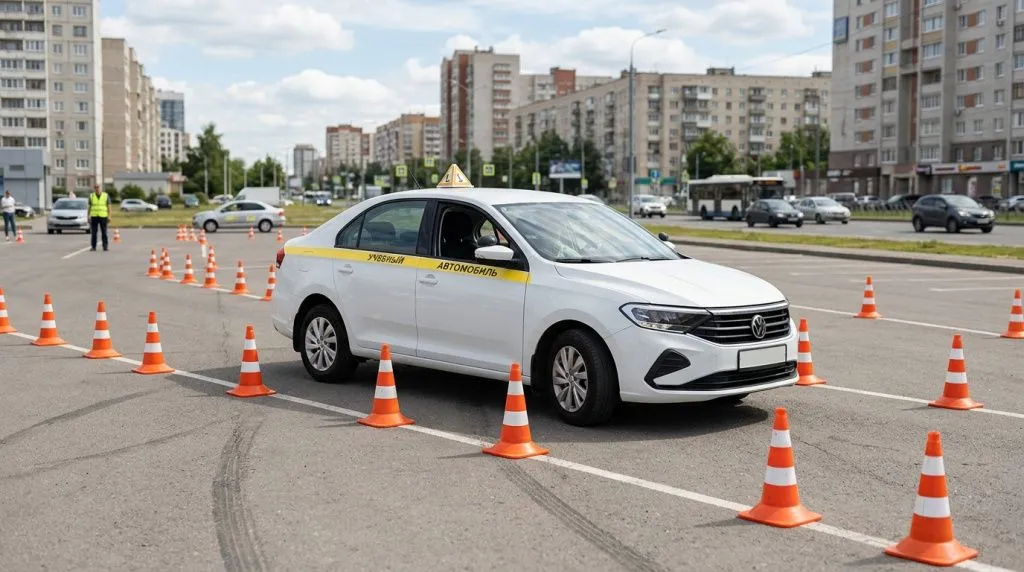 Учебный автомобиль на площадке автошколы