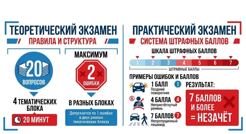 Правила теории и штрафные баллы на экзамене
