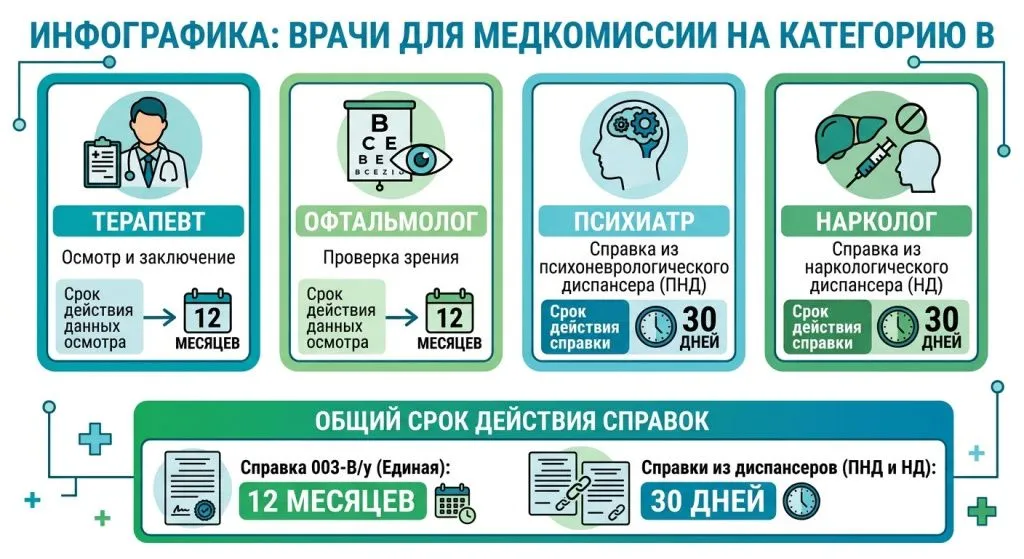  Врачи для медкомиссии на водительские права и сроки справок